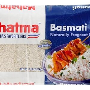 Mahatma Indian Basmati Rice, 5lb Bag of Rice, Fluffy, Floral, and Nutty-Flavored Rice, Stovetop or Microwave Rice