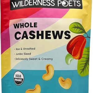 Wilderness Poets Cashews - Organic Raw Cashew Nuts - Bulk Cashews, 5 Pound (80 Ounce)