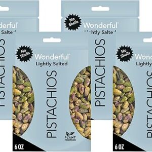 Wonderful Pistachios No Shells, Roasted and Lightly Salted Nuts, 6 Ounce Resealable Bag, Healthy Snack, Gluten Free, Protein Snack, Pantry Staple...