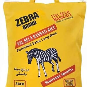 Zebra Basmati Rice - 1121 Sela XXL Parboiled Rice, (10 Lb) Extra Long Grain